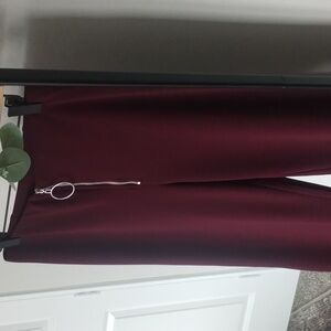 Forever 21 Retro Inspired Fit Flare Wide Leg Dress Pants Silver Zipper Accent
